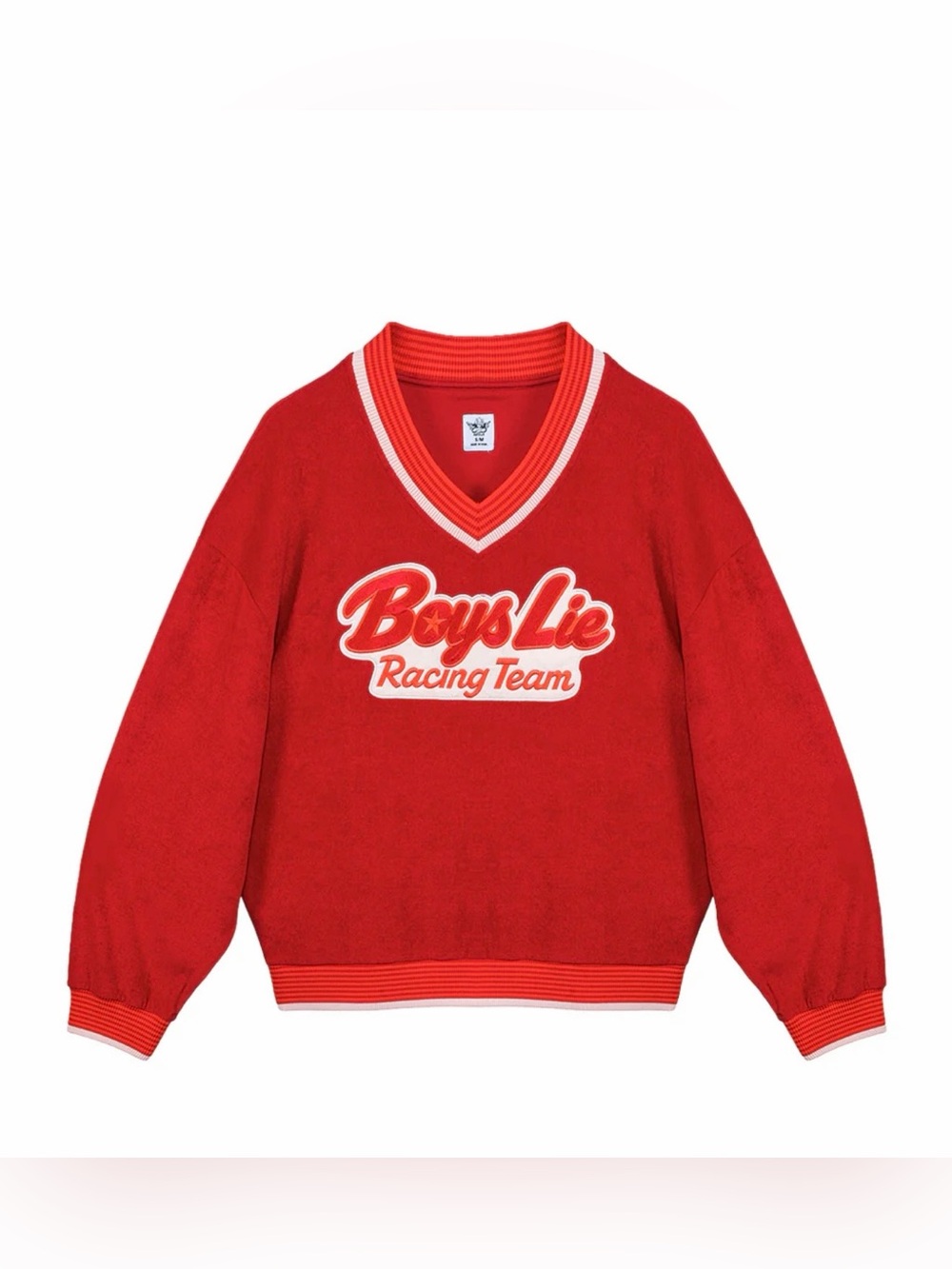 Boys Lie Red V‑Neck Racing Team Sweatshirt